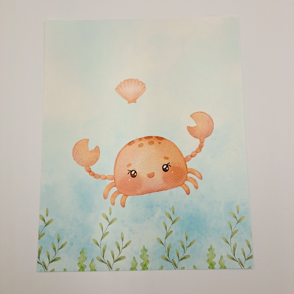 6-Piece Aquatic Sea Animals Prints  Pastel Color Art - Marine Life Art - Picture 7 of 11